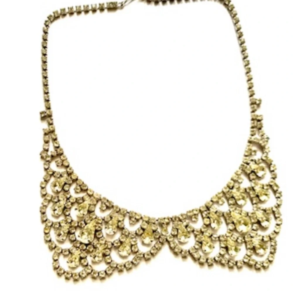 VTG Orignal by Robert Crystal Rhinestone Bib Choker  Necklace Rhodium Rare - Picture 4 of 11